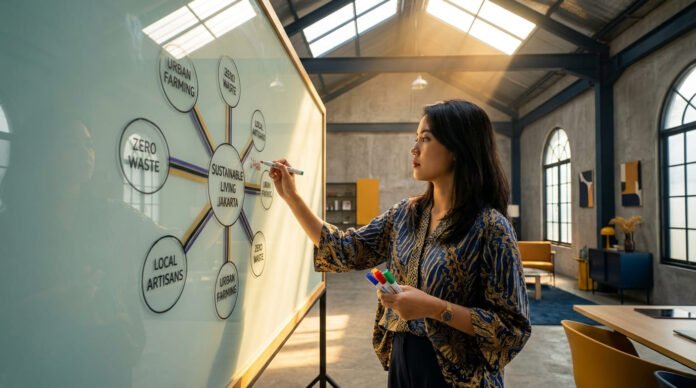 Developer Indonesia meninjau kode JSON-LD schema markup di layar laptop dengan tampilan Google Rich Results Test untuk validasi struktur data website bisnis